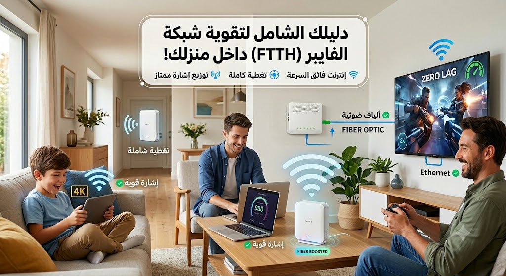 تقوية نت الفايبر داخل البيت